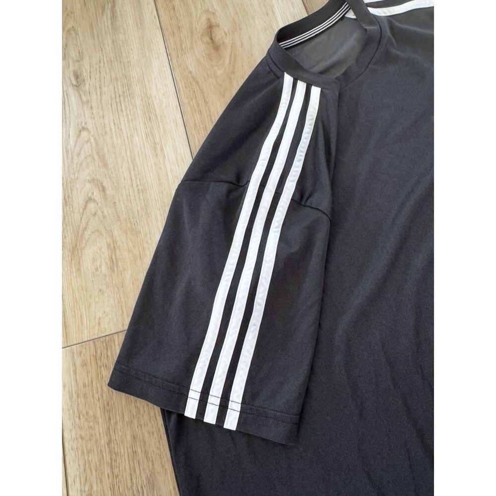Adidas Climalite Black T-Shirt Mens Large 3 Stripe Athletic Gym Shirt Logo Sport - Picture 4 of 10